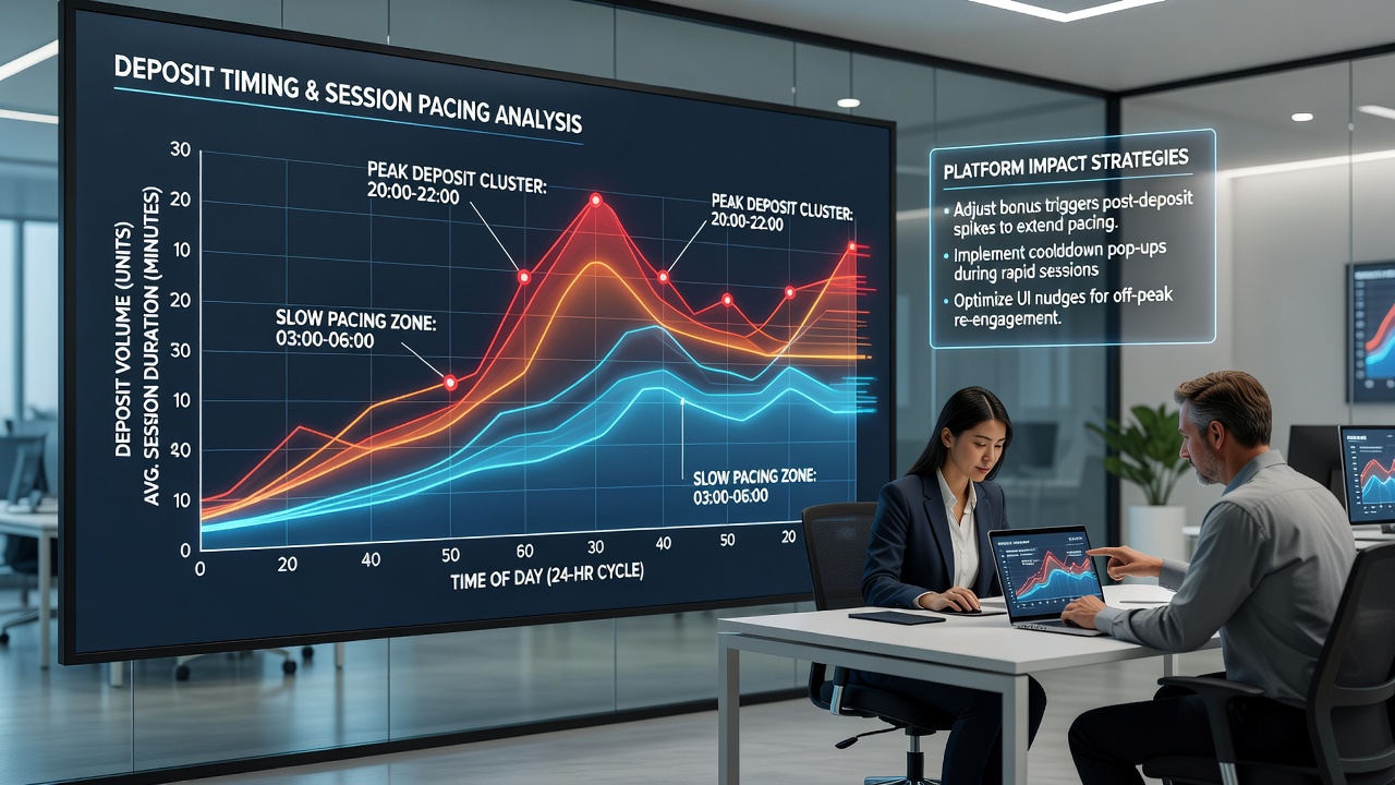 Visualization of how deposit timing affects pacing and duration in online gambling sessions