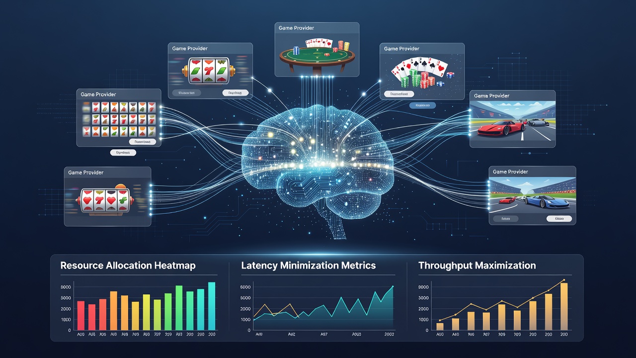 Flowchart illustrating resource optimization pathways through multi-provider game selection algorithms