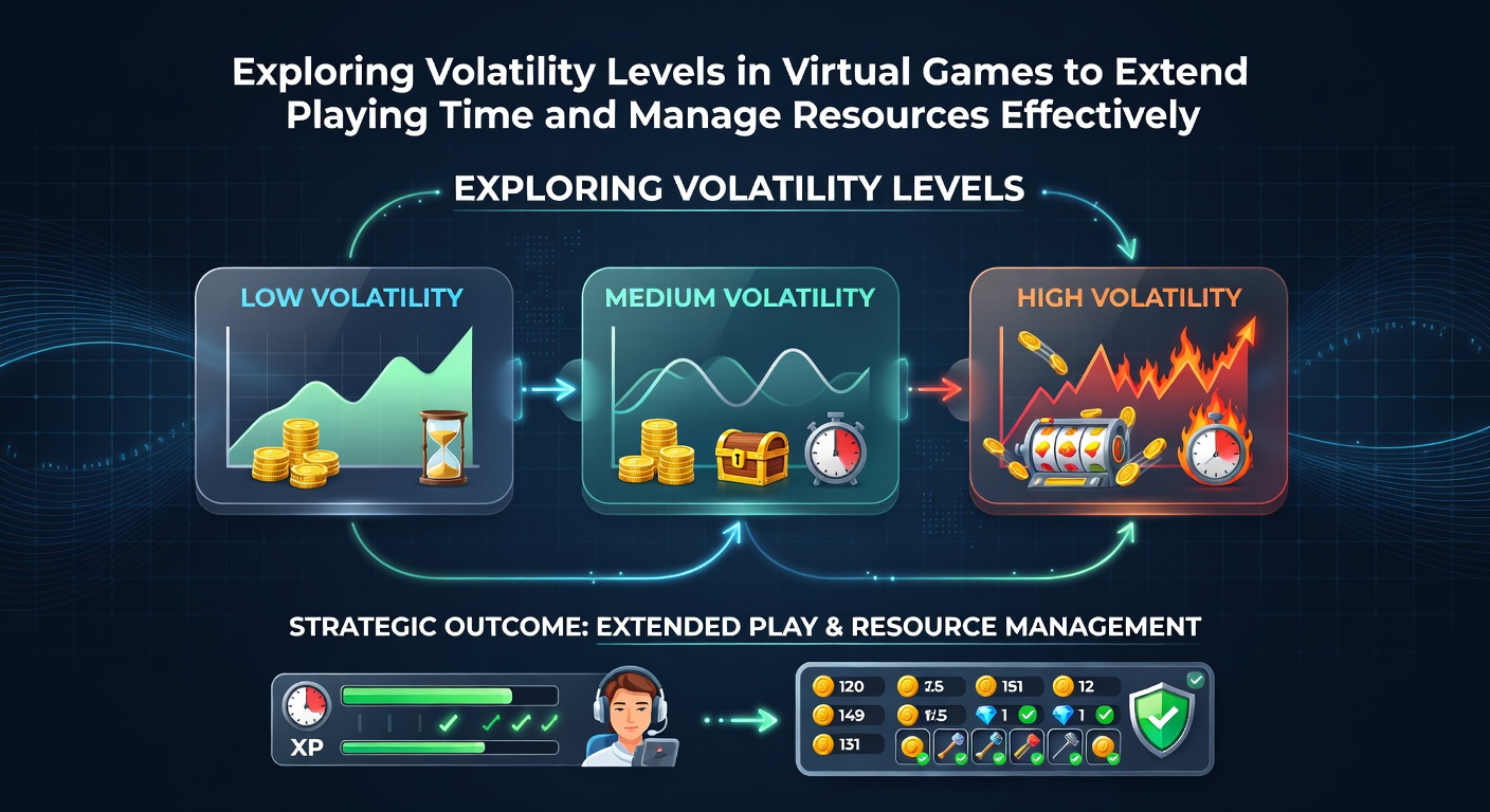Illustration of volatility levels in virtual casino games showing low medium and high variance patterns