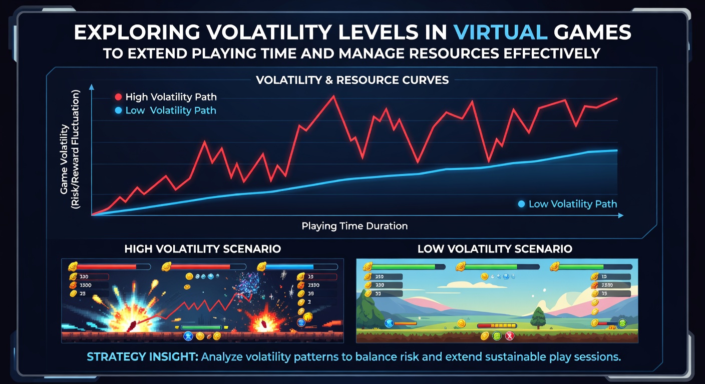 Bankroll management strategies displayed alongside virtual game volatility meters